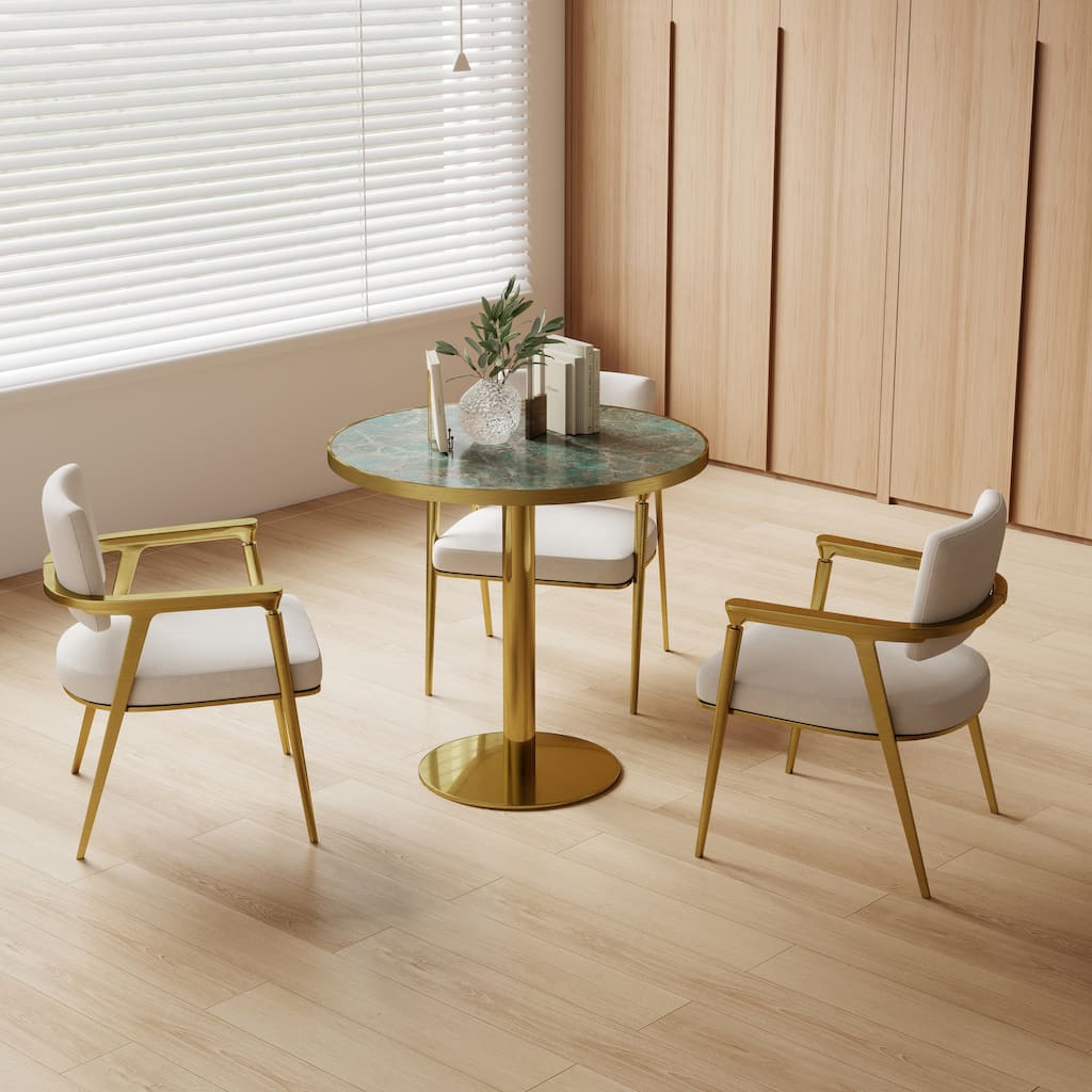 Square Modern Dinning Table 31.5 inches Bistro Table Tulip Table with Faux Marble top, Sturdy Metal Frame Diameter