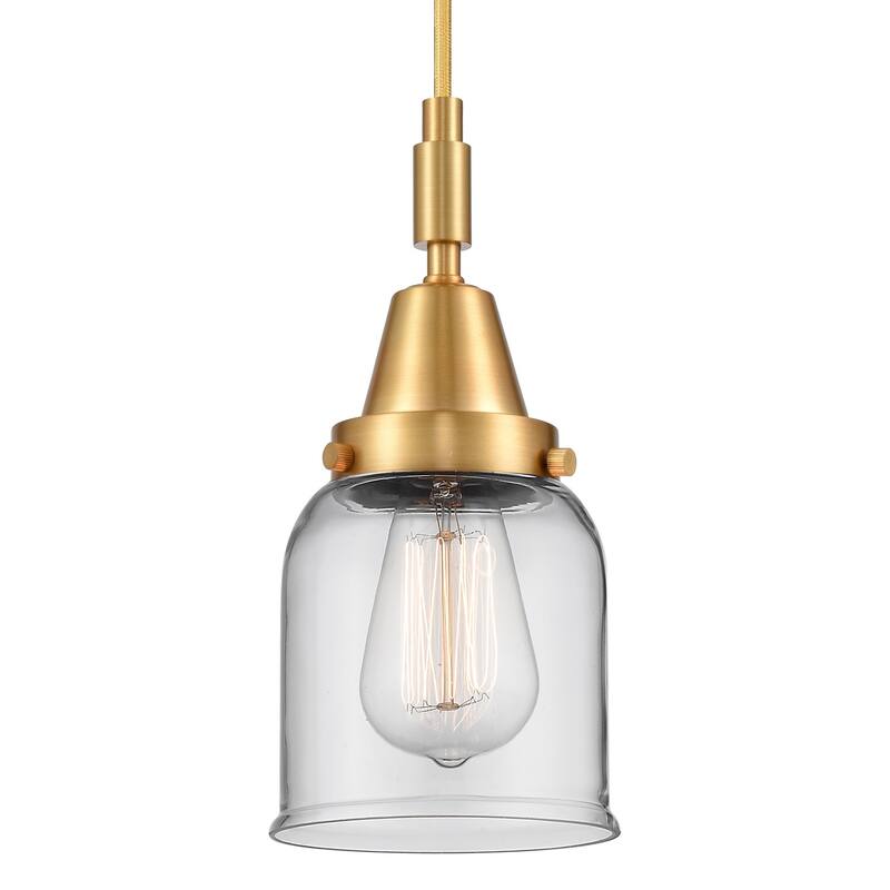 Innovations Lighting 447-1P-G52 Bell 5" Wide Mini Pendant with Clear - Satin Gold