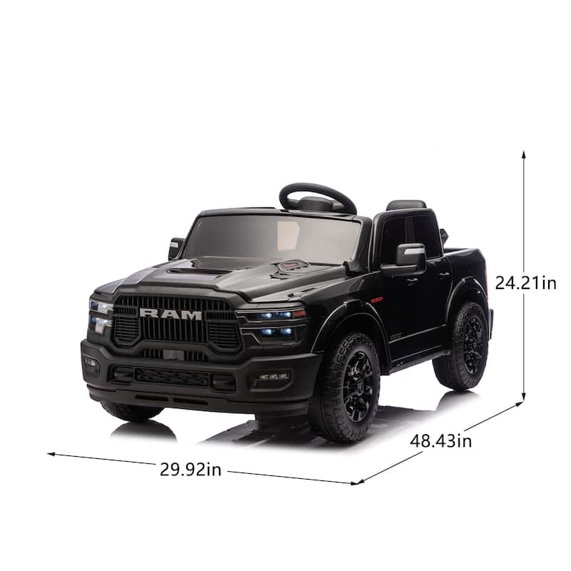 24V Licensed Dodge RAM 2500 Kids Ride On Truck with Remote, 2-Seater, Bluetooth Music, USB/MP3, Dual Motor & Suspension