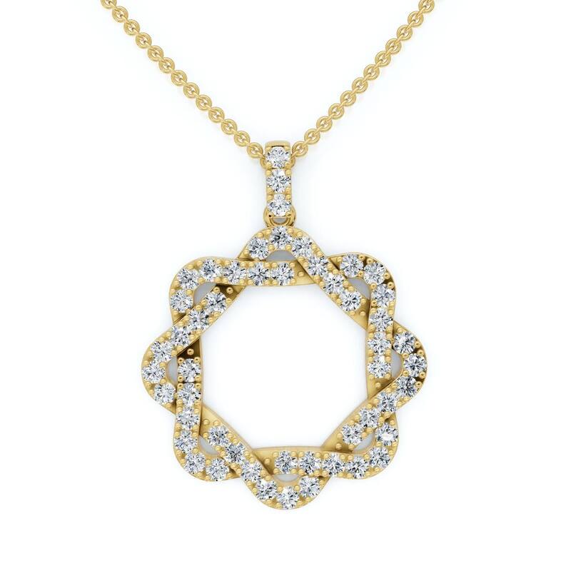 Bliss Diamond 1Ct Intertwined Circle Diamond Pendant Women's Gold Necklace Lab Grown - Yellow