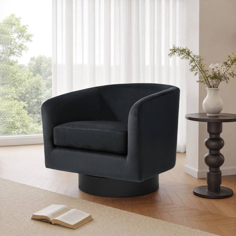 UIXE 360° Swivel Barrel Accent Chair Velvet Armchair For Living Room - standard - Black
