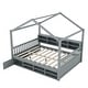 preview thumbnail 4 of 7, Full Wooden House Bed with Shelves and Mini-Cabinet - White/Gray