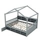 preview thumbnail 11 of 34, Wooden House Headboard Bed Frame w/ Shelves & Mini-cabinet, Unisex