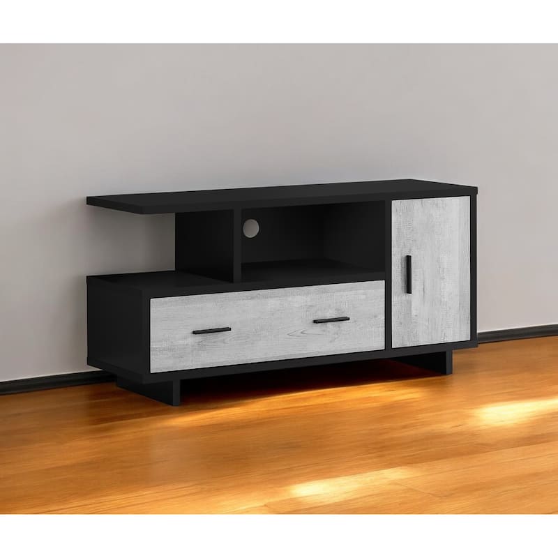 HomeRoots 47" Black and Gray Open Shelving TV Stand - n/a