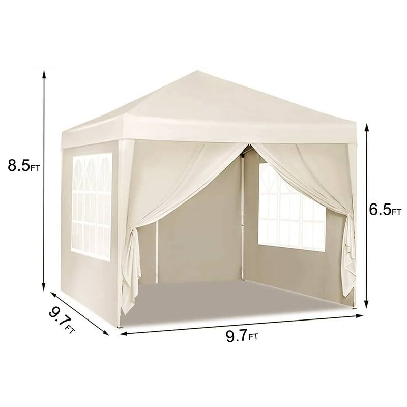10'x10' Folding Canopy,4 Removable Sidewall Shelter UPF 50,Gazebo Portable Tents,EZ Pop Up Canopy 4pcs Weight Bag,Carry Bag