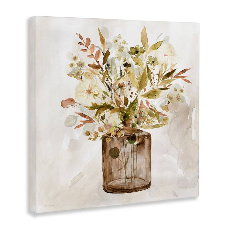 Stupell Earthy Mixed Botanicals Floral Blossoms Watercolor Detail Canvas Wall Art, Design by Carol Robinson