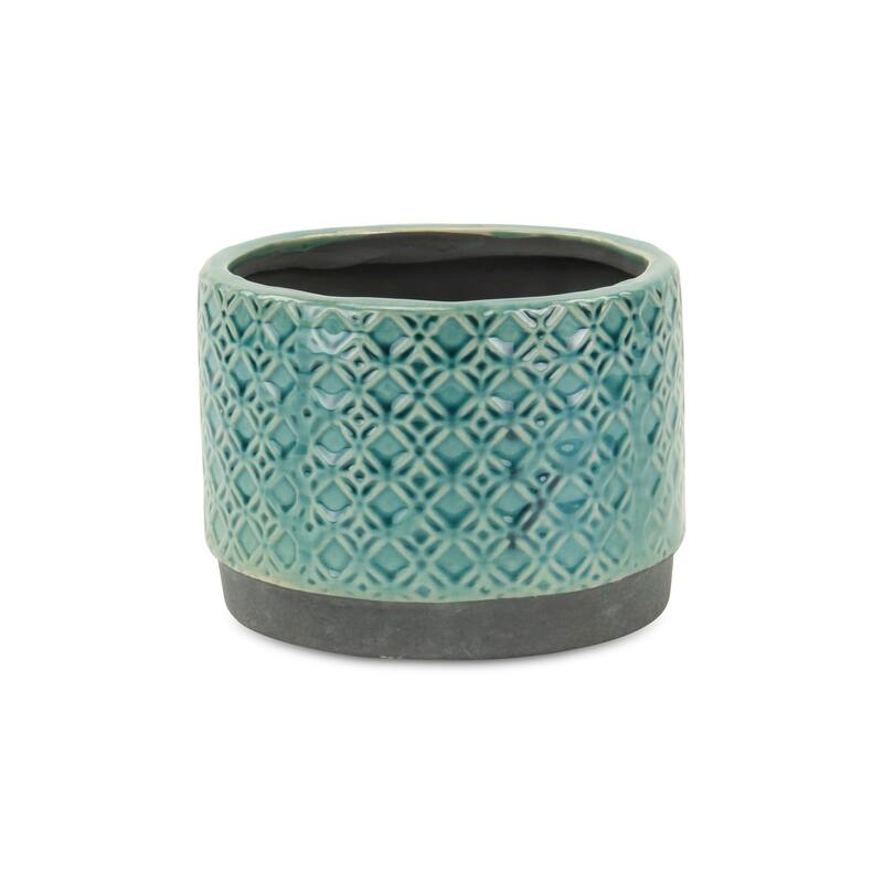 Zajedani Turquoise Ceramic Wide Lattice Pot