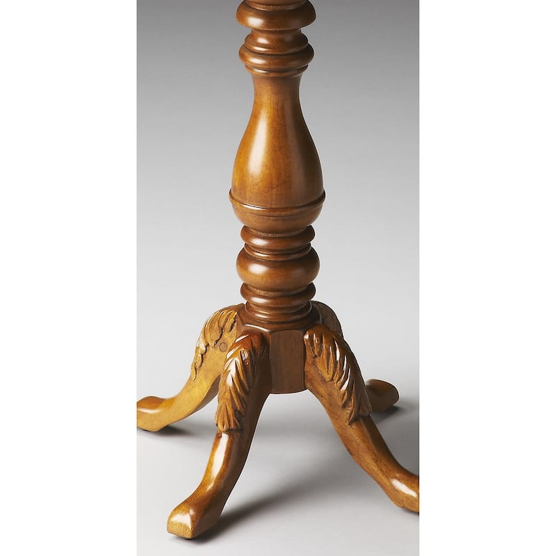 HomeRoots 20" Medium Brown And Olive Ash Wood Floral Top End Table - 12