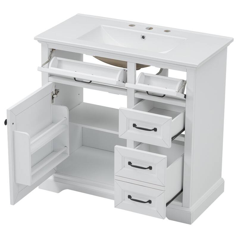 Bathroom Vanity with Top Sink Freestanding Vanity Set with Mirror