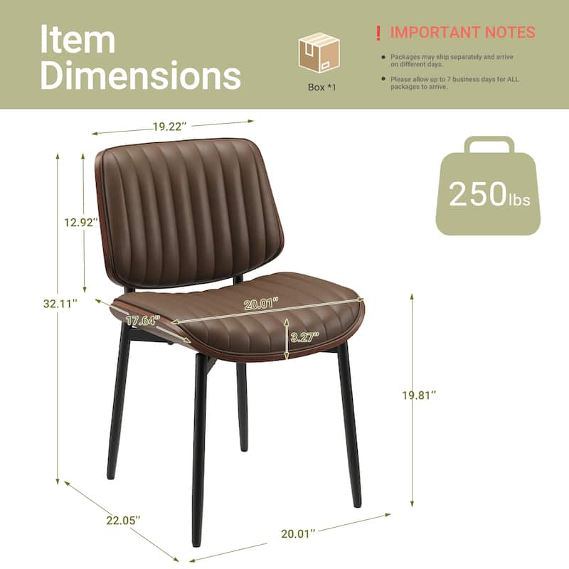 Tapered Metal Leg Dining Chairs - Mid-Century Styled Seating with Button-Tufted PU Leather & Ergonomically Curved Back