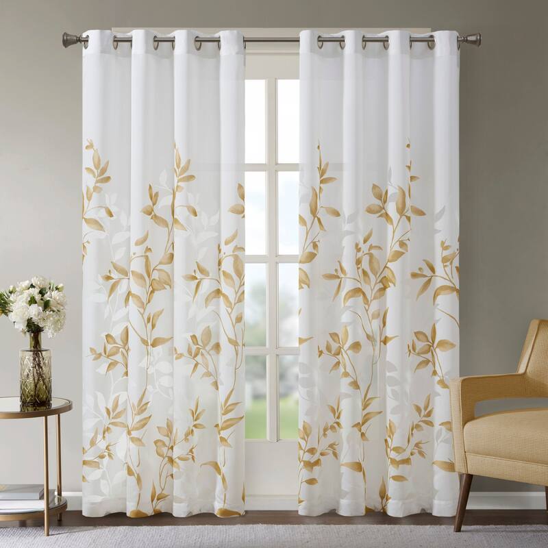 Madison Park Vera Burnout Printed Curtain Panel - 50x95" - Yellow
