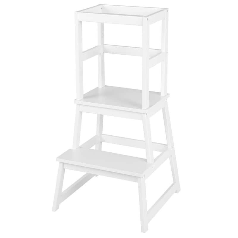 2-in-1 Multifunctional Toddler Step Stool with Safety Rail - 18"L x 18"W x 35.5"H