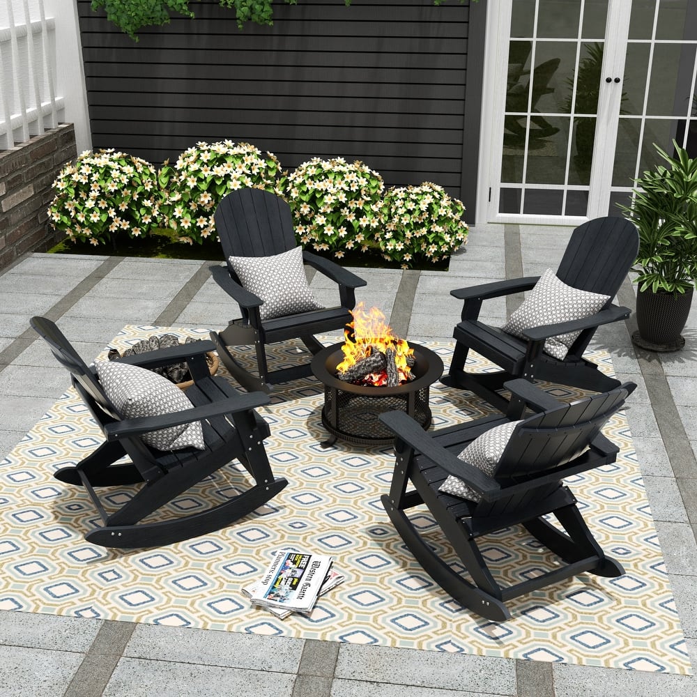 Vineyard HIPS Outdoor Eco-Friendly All Weather Seashell Rocking Adirondack Chairs (Set of 4)