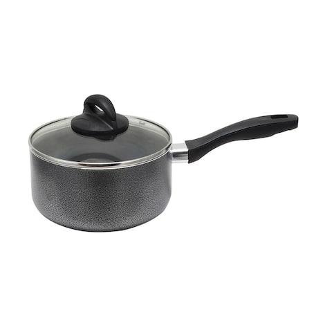 Oster Clairborne 2.5 Quart Aluminum Sauce Pan with Lid in Charcoal Grey