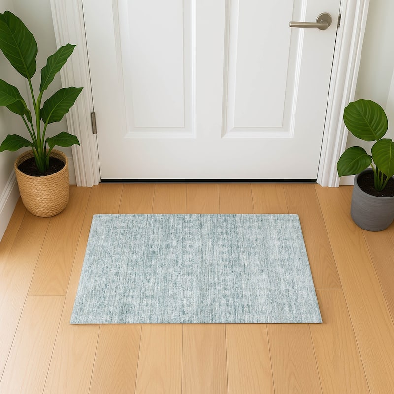 Premium Washable Super Soft Vintage Traditional Mayfield Rug - Turquoise - 1'8" x 2'6"