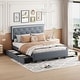 preview thumbnail 41 of 50, Button-Tufted Wingback Bed Velvet Frame Storage Platform Bed with 2 Drawers, Trundle Bed and Smart LED Light Bed Frame Gray - Queen