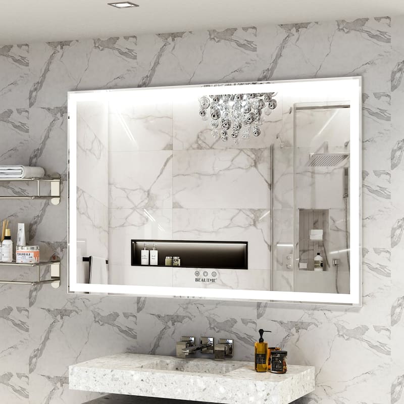 Rectangular Framed Wall Mounted LED Bathroom Vanity Mirror - 60" X 40"