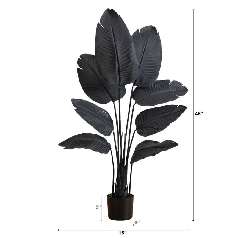 Travelers Palm Artificial Halloween Tree with Pot - 4' - Black