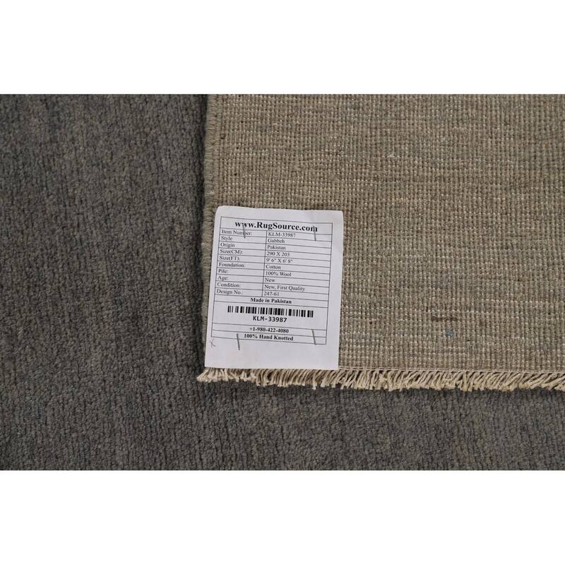 Modern Gray Gabbeh Oriental Area Rug Hand-Knotted Wool Carpet - 6'8" x 9'6"