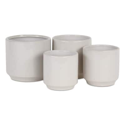 Elegora Straight Side Solid Color Ceramic Pot - Off White