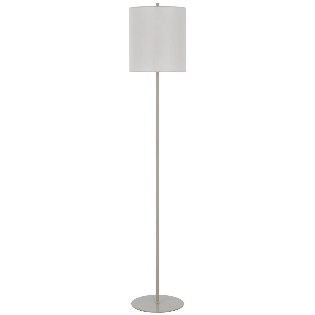 Plue 63 Inch Floor Lamp, Chrome Pole Round Base, Off White Drum Shade