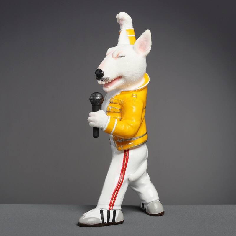 5.12 inches Height Polyresin Bull Terrier Radio Ballad Multicolor Finish Figurine