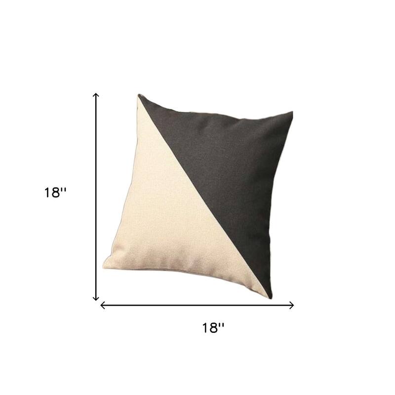 Set of Four 18" Ivory and Black Color Block Fabric Throw Pillows