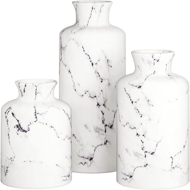 Creative Scents White Marble Vase Set (Marble Look)