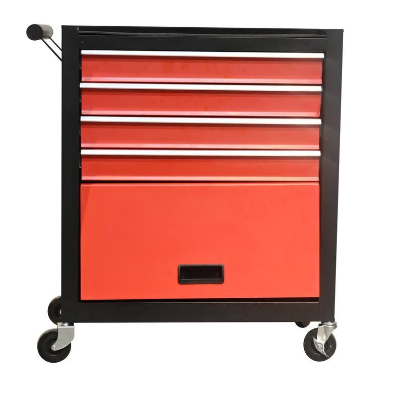 Four drawer rolling toolbox, tool cart with 4 wheels and drawers, large capacity detachable mobile tool storage cabinet