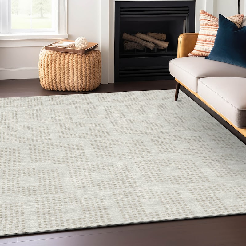 Machine Washable Indoor/ Outdoor Chantille Modern Houndstooth Rug