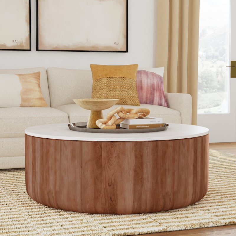 Classic Home Josie 22" Wood and Marble Coffee Table