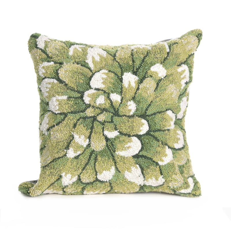 Liora Manne Frontporch Mum Indoor/Outdoor Pillow Green 18" Square