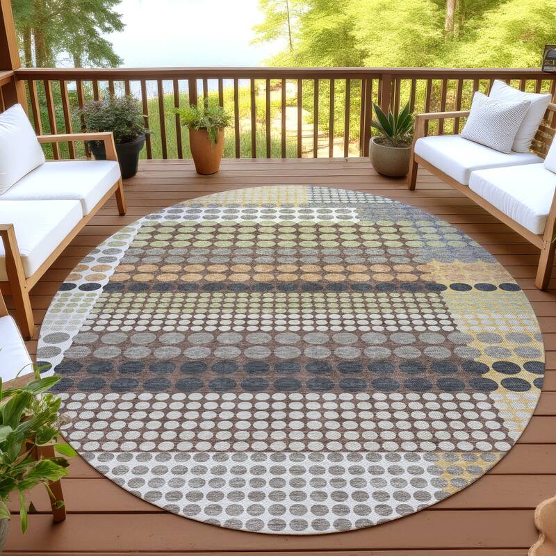 Machine Washable Indoor/ Outdoor Casual Dotty Chantille Rug - Taupe - 8' x 8'