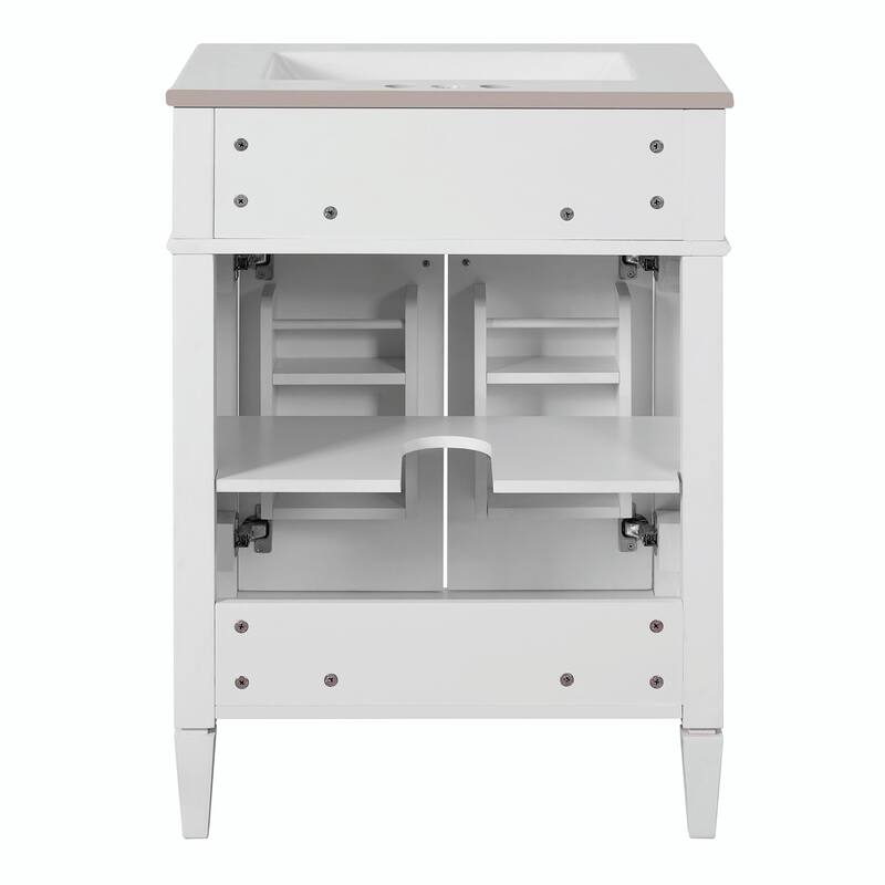 24" Bathroom Vanity with 2 Doors and Tip-Out Drawer - Bathroom Storage Cabinet with Sink