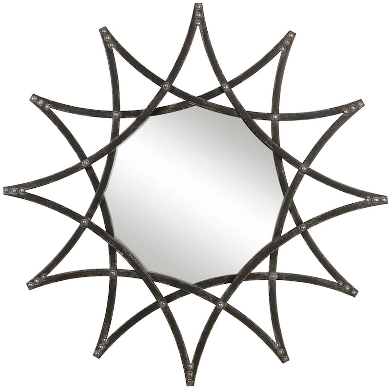 Uttermost 09766 Solaris 40" Diameter Sunburst Framed Bathroom Mirror - Crackled Charcoal