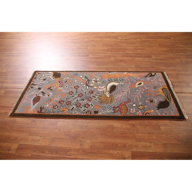 Animal Pictorial Ziegler Accent Rug Handmade Wool Carpet - 2'6"x 5'10"