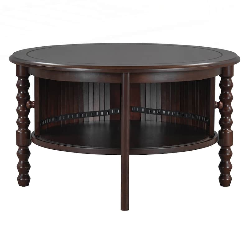 Vintage Round Coffee Table with Storage