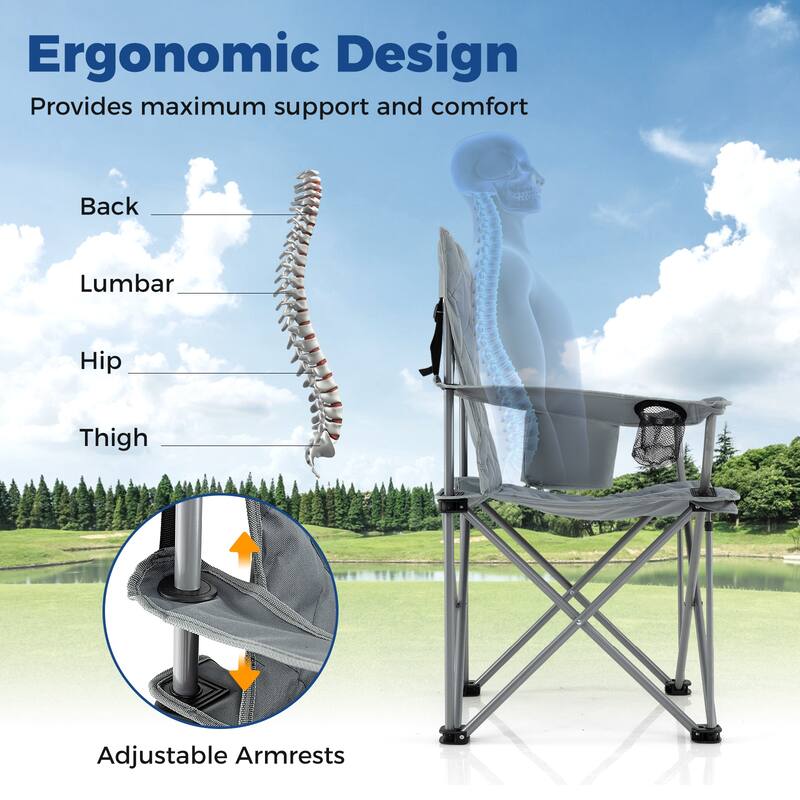 Gymax Oversized Camping Chairs Heavy Duty Outdoor Folding Chair