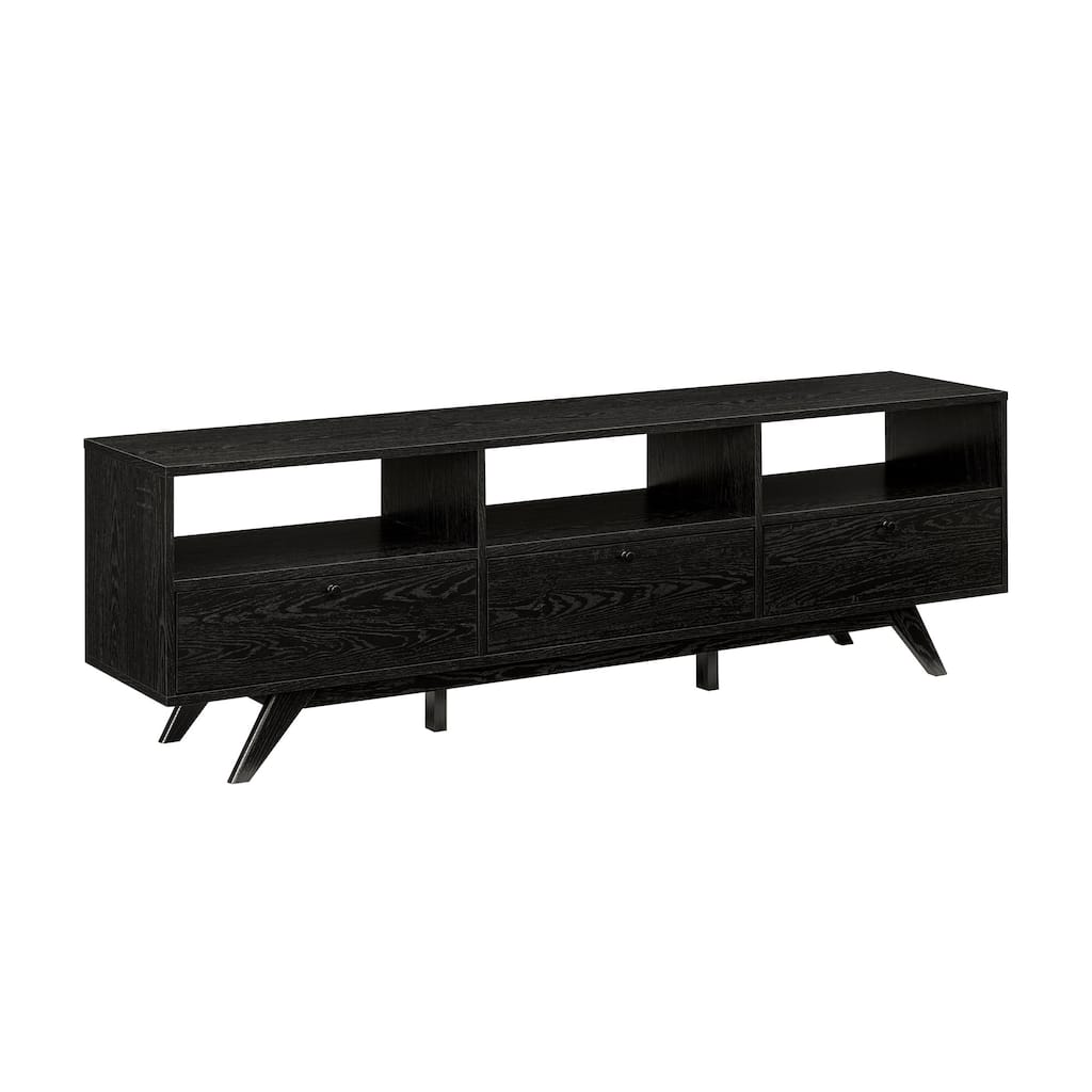 Modern Scandi 3-Door Low Profile TV Stand for TVs up to 80 Inches - Black