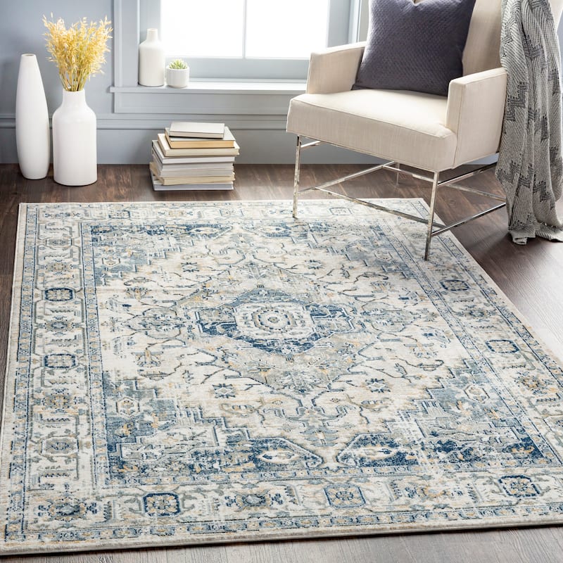 Livabliss Annuska Persian Medallion Area Rug - Grey - 6'7" x 9'