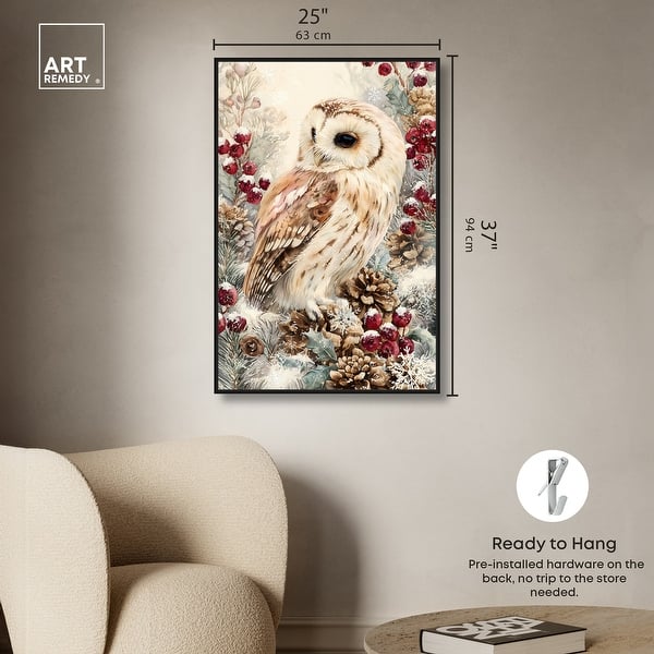 dimension image slide 11 of 24, Christmas Forest Owl III Wall Decor Canvas Print by Art Remedy