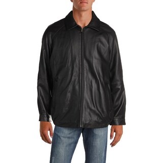 Shop Nautica Mens Big Tall Leather Coat Winter Quilted Lt