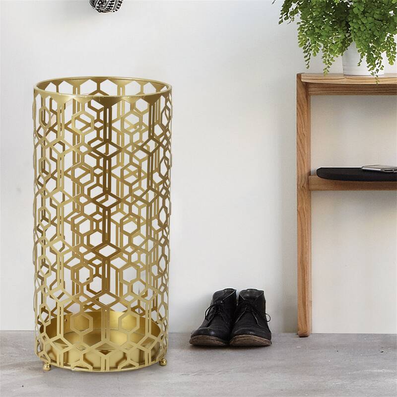 Adeco Multipurpose End Table Metal Shelf Holder Organizer Entrance Umbrella Stand - 9. 25" x 9. 25" x 18. 78"