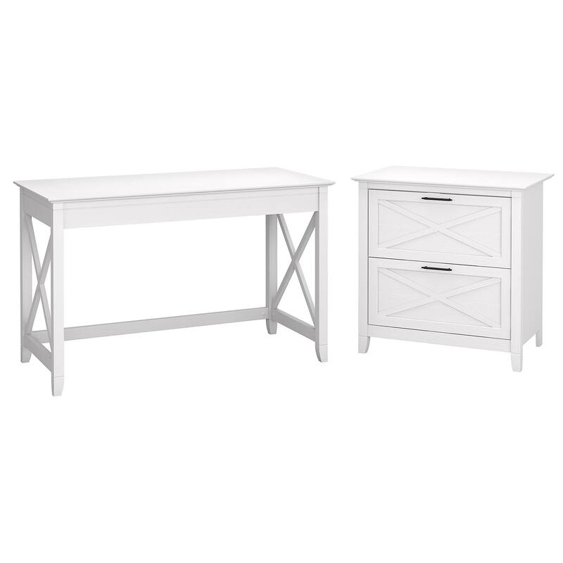 Key West 48W Writing Desk with Lateral File Cabinet by Bush Furniture