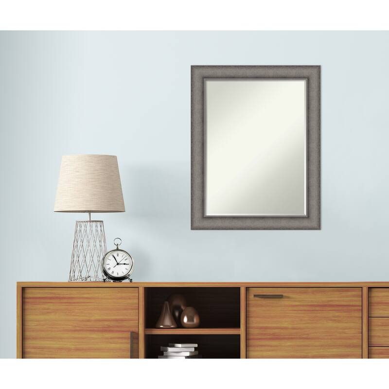 Burnished Concrete Half-Inch-Bevel Wood Framed Wall Mirror - Burnished Concrete - Glass Size 18x24