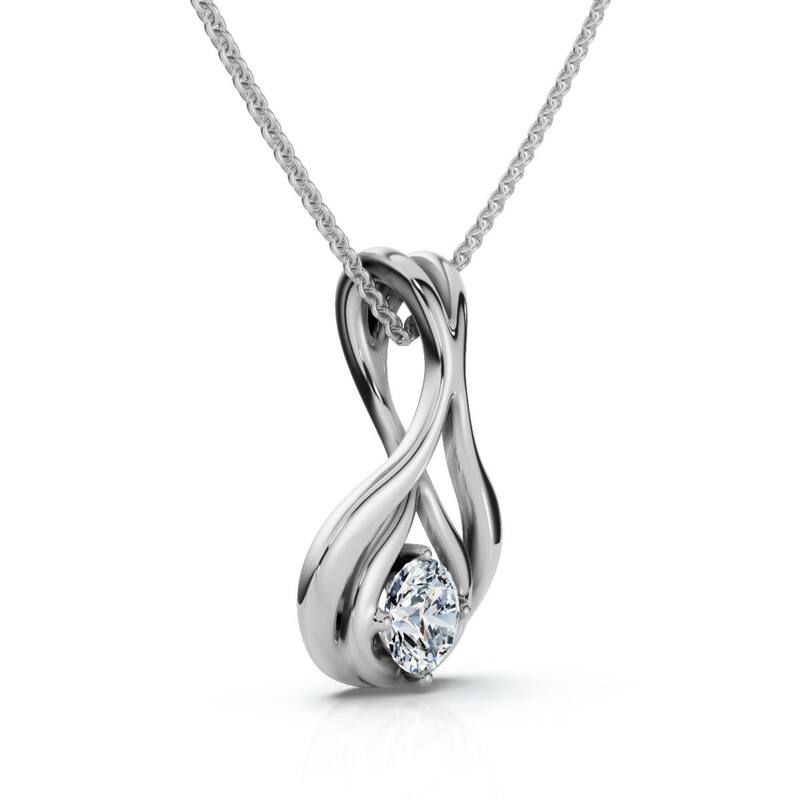 1/5Ct Solitaire Lotus Diamond Pendant Gold 18" Necklace Lab Grown