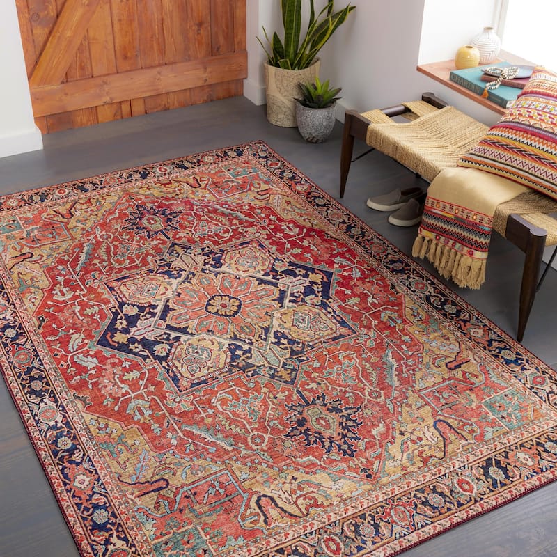 Livabliss Iris Persian Medallion Printed Area Rug - Red/Gold - 2' 2" x 3' 9"
