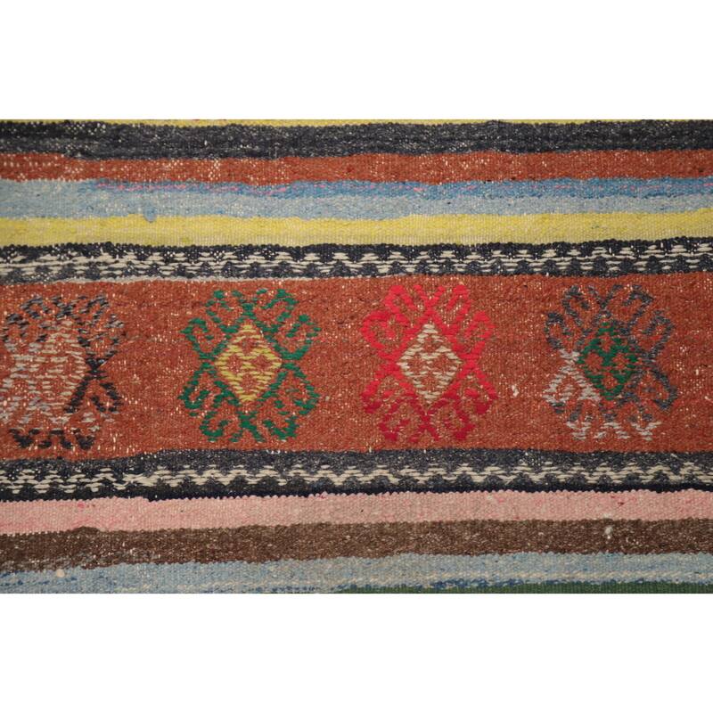 Hand Woven Oriental 100% Wool Carpet Southwestern Tribal Multi-Colored Kilim Area Rug - 9' 3'' X 5' 4''