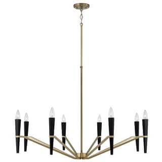 40" W x 27" H 8-Light Chandelier in Aged Brass and Black - 40"W x 27.5"H