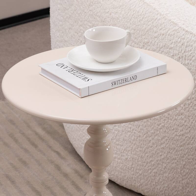 Vintage Metal Round Coffee Table Small Side Table Sofa Bedside Nightstand for Living Room Bedroom